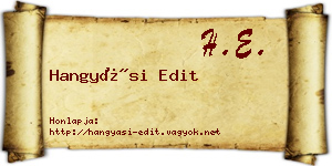 Hangyási Edit névjegykártya